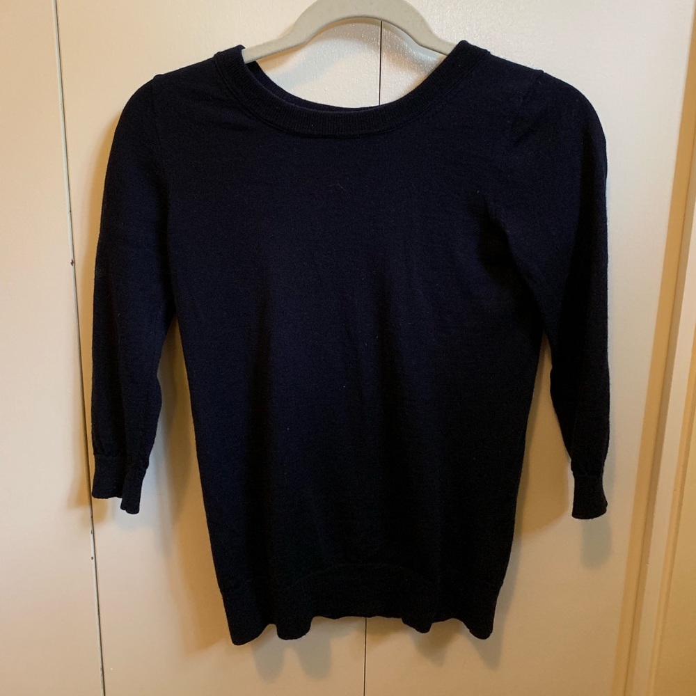 J CREW NAVY MERINO WOOL SWEATER